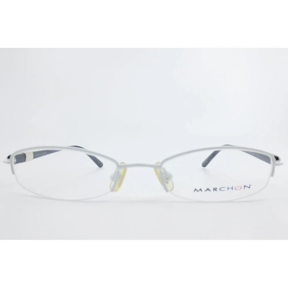 Marchon M717 105 White Black Semi Rimless Oval Eyeglasses Frames 48-18-135
